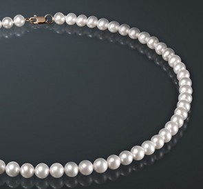 Ожерелье из жемчуга б7503хк40з: белый пресноводный жемчуг, золото 585°